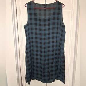 Eileen Fisher Plaid Sleeveless Women's Linen Dress